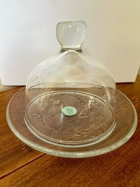 NEW Princess House Heritage Crystal Butter Server #461 - 2pc Etched Glass NIB